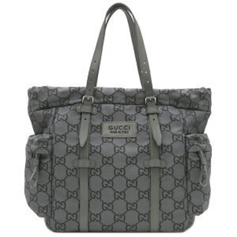 Gucci GG Ripstop Tote Bag Gray Shoulder Strap